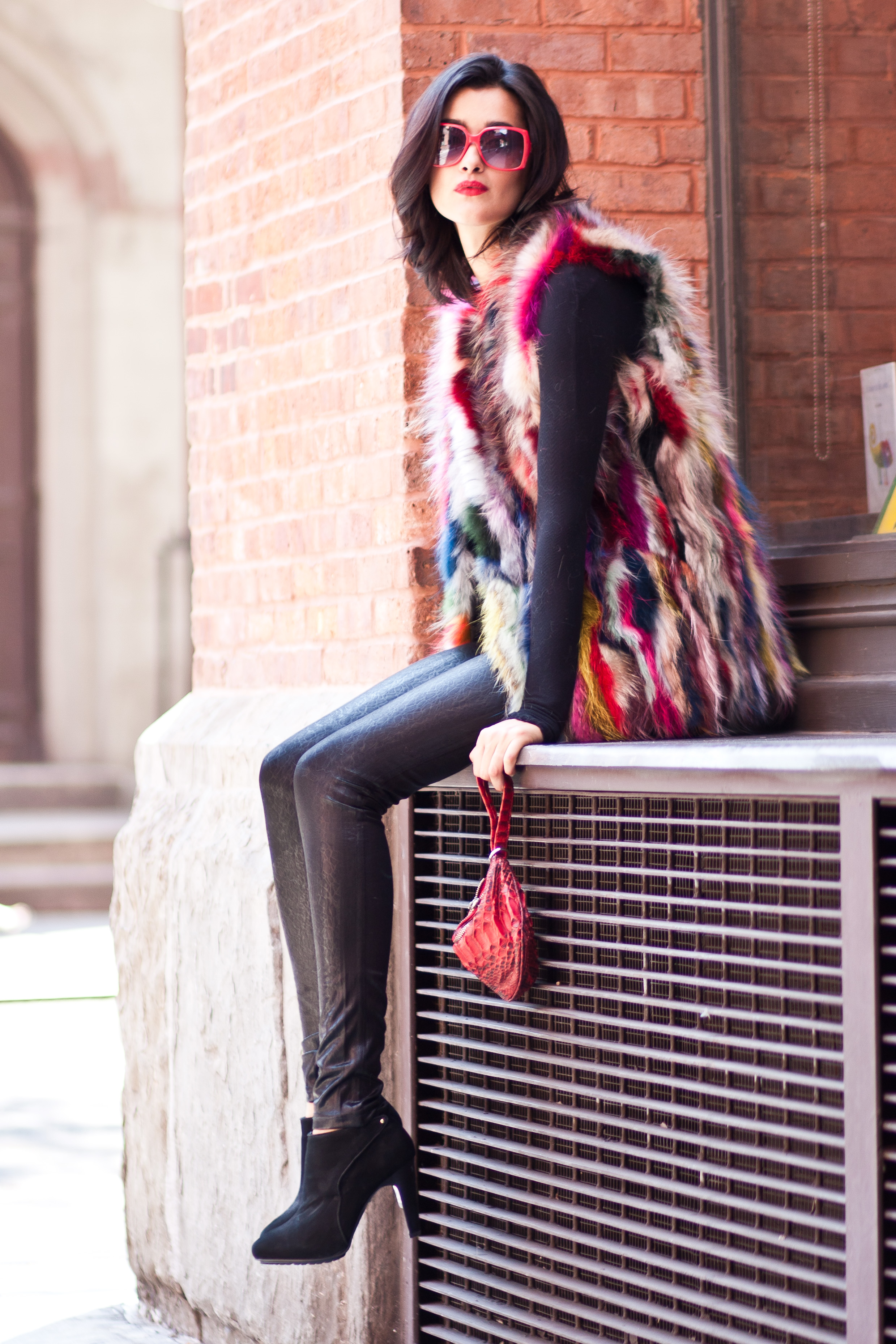 Multicolor fur vest sale